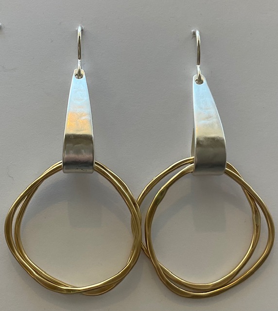 Triangular Loop with Ring Wire Earrings
